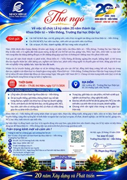 Thư ngỏ nhân dịp Kỷ niệm 20 năm thành lập Khoa Điện tử Viễn thông - Trường ĐH Điện lực